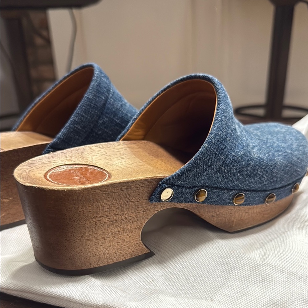 Chloe Blue Denim Platform Clogs - image 5